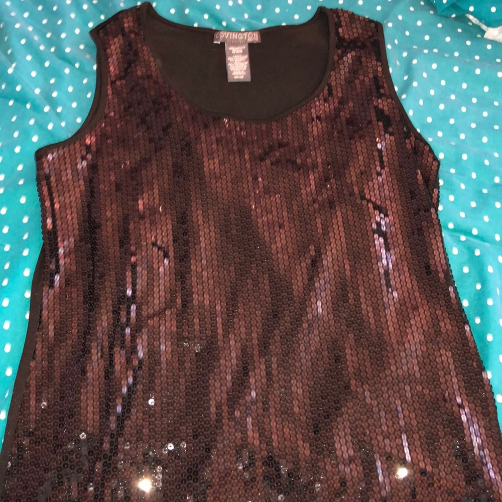Covington black sequin tank petite